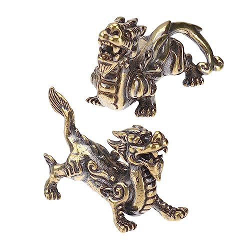 VALICLUD 2 STÜCK Teiliges Messing Kylin Deko Glücksbringer für Tischdekoration und Wohnaccessoires Kreative Ornamente für Zuhause und Büro von VALICLUD