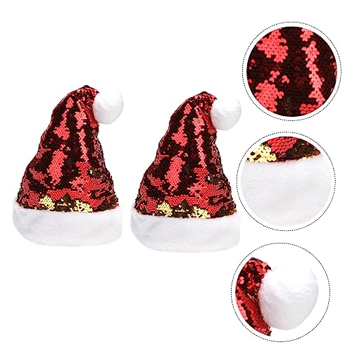 VALICLUD 2 STÜCK Weihnachtsmütze mit Glitzer Plüsch Santa Hut für Erwachsene Glänzende Pailletten Weihnachtsdeko für Festlichkeiten und Fotoshootings von VALICLUD