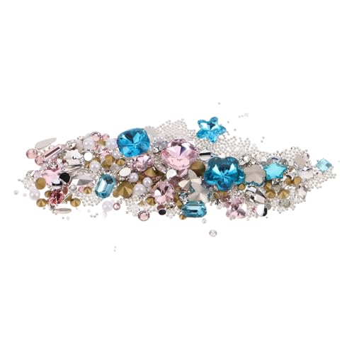 VALICLUD 2 Sätze Nagelsteine Set Flache Rückseite Glitzer Strasssteine Nail Art Charms in Rosa und Blau Stabile Haftung Schmetterling Herz Rechteck Designs DIY Maniküre Zubehör für Frauen von VALICLUD