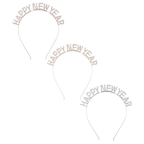 VALICLUD 2 Stück „Frohes Neues Jahr“-Stirnband Mit Funkelnden Pailletten Für 2024 Neujahr Geburtstagsfeiern Feiertags-Stirnband von VALICLUD