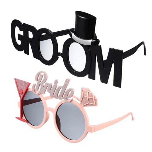 VALICLUD 2 Stück Braut und Bräutigam Brille Party Sonnenbrille Foto Requisiten für Hochzeit Junggesellenabschied Lustige Brillen Stilvolles Design Bequem Langlebig von VALICLUD