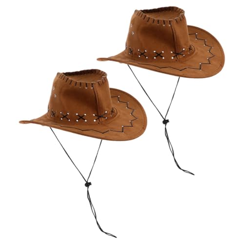 VALICLUD 2 Stück Cowboyhut für Jungen und Mädchen Klassischer Westernhut mit Breiter Krempe für Kostümpartys und Rollenspiele UV Schutz und Vielseitiger Stil Perfektes Accessoire für von VALICLUD