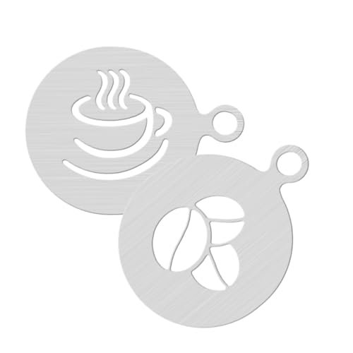 VALICLUD 2 Stück Edelstahl Kaffee Schablonen Cappuccino Latte Art Vorlagen mit Aufhängeloch Wiederverwendbar Leicht zu Reinigen für Kaffee Kuchendekoration von VALICLUD