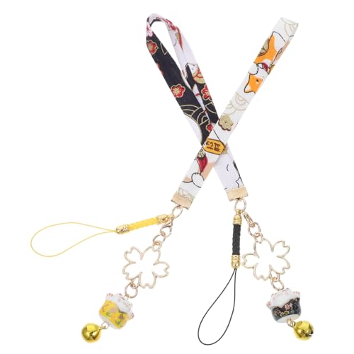 VALICLUD 2 Stück Japanische Winkekatze Schlüsselanhänger mit Glocke Maneki Neko Dekoration für Auto Handy und Taschen Glücksbringer Verschiedenen Farben von VALICLUD