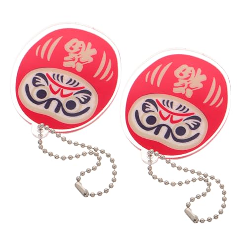 VALICLUD 2 Stück Japanischer Daruma Schlüsselanhänger Rot Glücksbringer Taschenanhänger Charm für Männer und Frauen zur Segnung und Wohlstand von VALICLUD