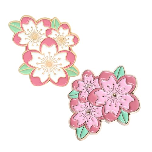 VALICLUD 2 Stück Kirschblüten-brosche Im Japanischen Stil, Niedliche Dekorative Anstecker, Anstecknadeln Für Frauen, Anstecker Für Rucksäcke, Kleidung, Taschen, Jacken, Hüte, Dekoration von VALICLUD