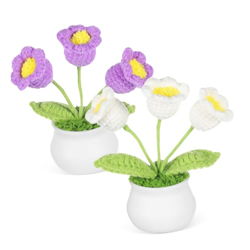 VALICLUD 2 Stück Maiglöckchen-blumenornamente Drinnen Gehäkelt Gestrickte Künstliche Blumen Häkelblüten Büro Dekoration Häkelblume Blumen Häkeln Blumendekor Stricken Häkelhandwerk Garn von VALICLUD