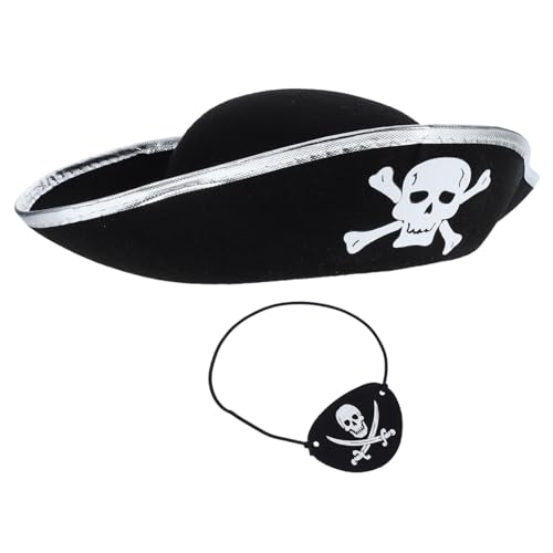 VALICLUD 2 Stück Piratenhut Augenklappen Set Teiliges Kostümzubehör für Männer Halloween Cosplay Maskerade Robustes Design für Unvergessliche Partys von VALICLUD