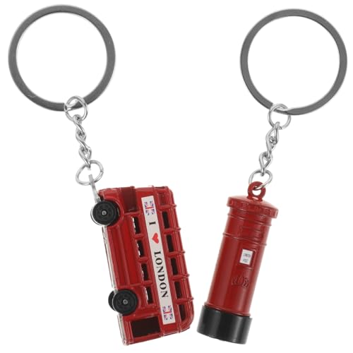 VALICLUD 2 Stück Roter London Schlüsselanhänger Bus und Postkasten Anhänger aus Robustem Stilvolles Souvenir für Reisende Authentisches England Accessoire von VALICLUD