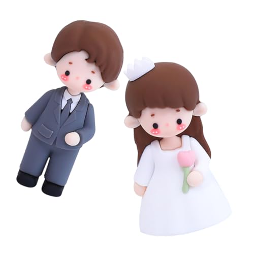 VALICLUD 2 Stück Teiliges Brautpaar Tortendeko aus Weichem Niedliche Hochzeitstortenfiguren als Rustikale Tischdekoration Vielseitige Romantische Deko für Hochzeit und Zuhause von VALICLUD
