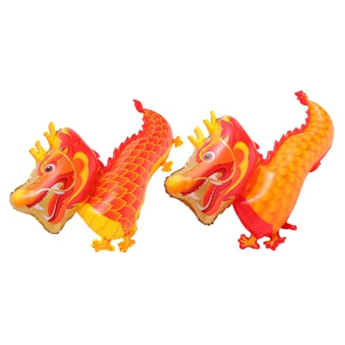 VALICLUD 2 Stück Teiliges Drachen Folienballon aus Chinesischer Neujahrs Dekoballon Orange und Rot Langlebige Party Deko für Wand Fenster Festliche Atmosphäre Glückssymbol von VALICLUD