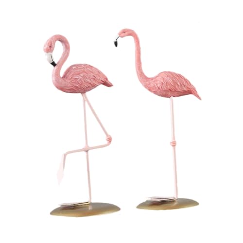 VALICLUD 2 Stück Teiliges Flamingo Deko aus Langlebigem Harz Pinke Resin Flamingo Figuren für Wohnzimmer und Büro Wetterfeste Tischdeko mit Tropischem Flair als Valentinstagsgeschenk von VALICLUD