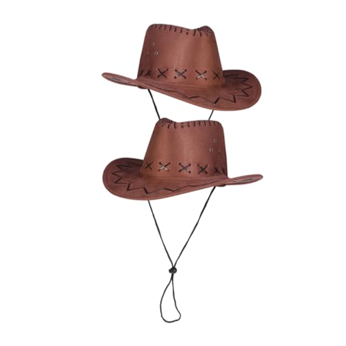 VALICLUD 2 Stück Western Cowboy Hüte mit Verstellbarem Nackenband Dekorative Partyhüte für Jungen und Mädchen Robustes Kostümzubehör für Karneval Cosplay Fasching und Festveranstaltungen von VALICLUD
