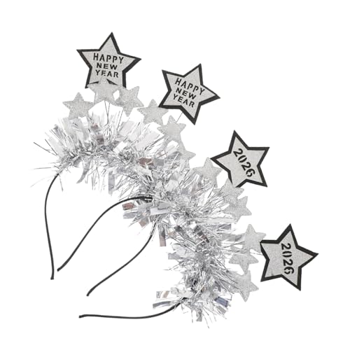 VALICLUD 2 Stück neues jahr stirnband Diademe für Silvester Neujahres fröhliche Stirnbänder Neujahrs-Haarreifen dekorativ Lametta-Kopfschmuck Party-Stirnbänder Filzstoff Silber VALICLUD 2 Stück neues jahr stirnband Diademe für Silvester Neujahres fröhliche Stirnbänder Neujahrs-Haarreifen dekorativ Lametta-Kopfschmuck Party-Stirnbänder Filzstoff Silber von VALICLUD