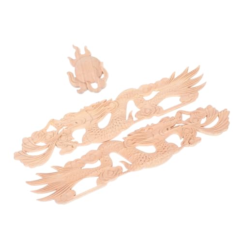 VALICLUD 2 Stücke Holzschnitzerei-dekoration Holzgeschnitzte Onlays Mantels Kommode Overlay Holz Geschnitzte Onlays Möbeldekoration Treppendekoration Möbelüberlagerungshandwerk Beige von VALICLUD