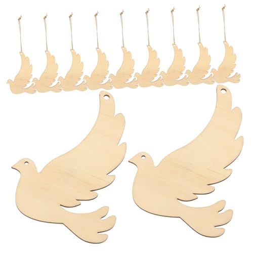 VALICLUD 20 Stück Anhänger aus Holz Ornamente rustikal Vogelausschnitte Handwerk Rohling zum Dekorieren Mini-Vogel-Bastelarbeiten Hochzeit Holzscheiben Holzspäne für DIY Hanfseil Beige von VALICLUD