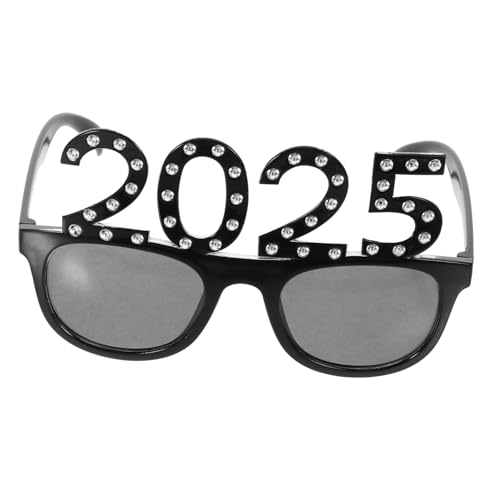 VALICLUD 2025 lustige Partybrille Kreisbrille Brille Männer LED Foto-Requisiten für das neue Jahr Jahre augenbrille dekoration Strass Brille Neujahrsvorräte Performance-Requisiten Stk Black von VALICLUD