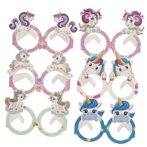 VALICLUD 24 Paare Teiliges Einhorn Partybrillen Bunte Stabile Pappbrillen mit Klarem Druck als Geburtstags deko und Mitgebsel für Kindergeburtstag Hochzeits Weihnachtsfeiern von VALICLUD