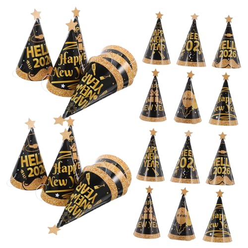 VALICLUD 24 Stück Neujahrs Partyhüte Geburtstagspartyhüte Partyhüte Silvester Silvester Zylinder Neujahrshut Frohes Neues Jahr Zylinderhüte Kegelhut von VALICLUD