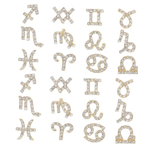 VALICLUD 24 Stück Teiliges Metall Nail Art Charms mit Tierkreis Designs Goldfarbene Strasssteine Nail Dekorationen für DIY Nageldesign Modische und Kreative für Mädchen und Profis VALICLUD 24 Stück Teiliges Metall Nail Art Charms mit Tierkreis Designs Goldfarbene Strasssteine Nail Dekorationen für DIY Nageldesign Modische und Kreative für Mädchen und Profis von VALICLUD