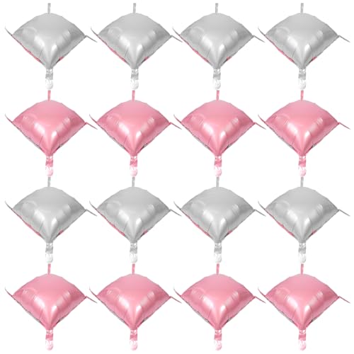 VALICLUD 25 Stück Hintergrund dekorative Luftballons Ballons Dekorationen Quadratballons Hintergrund Folie Ballon Hintergrund geburtstag luftballons dekoration Aluminiumfolie Rosa von VALICLUD