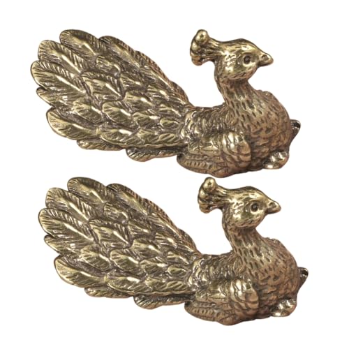 VALICLUD 2stücke Kleine Pfaufigur Aus Massivem Messing Handgefertigte Vogelstatue Miniatur Aus Tischdeko Pfauenstatue Für Zuhause Und Büro von VALICLUD