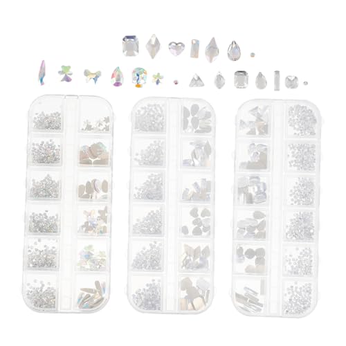 VALICLUD 3 Boxen Flatback Nail Rhinestones Strasssteine Mix Fächer Nagel Schmuck Box mit Kristallsteinen Selbstklebend Vielseitig für Nail Art Dekoration und DIY Nageldesign VALICLUD 3 Boxen Flatback Nail Rhinestones Strasssteine Mix Fächer Nagel Schmuck Box mit Kristallsteinen Selbstklebend Vielseitig für Nail Art Dekoration und DIY Nageldesign von VALICLUD