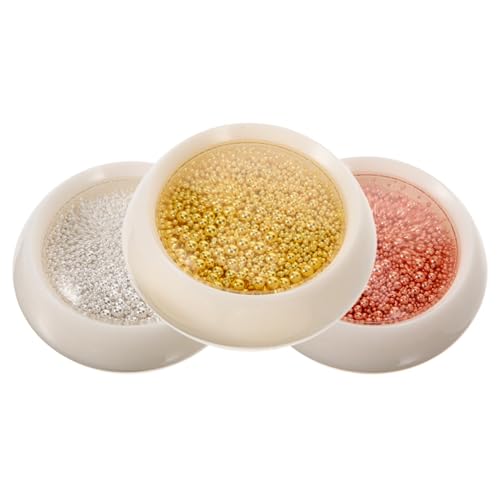VALICLUD 3 Kartons Boxen Metallperlen Mix für DIY Schmuck Basteln Nagelkunst Dekorationen in Roségold Gold Silber Kugeln für Handyhüllen Verzierungen und Kreative Nail Art von VALICLUD