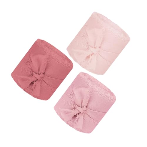 VALICLUD 3 Rollen Chiffonband Fransenbänder für Hochzeitsdekorationen À Pastellfarben für DIY Geschenkpäckchen Blumensträuße und Festliche Bastelarbeiten von VALICLUD