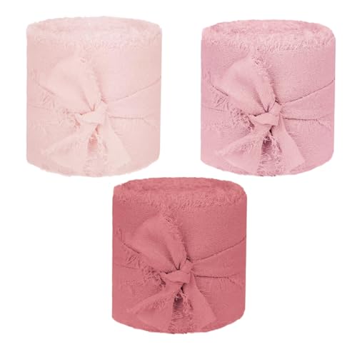VALICLUD 3 Rollen Chiffonband Mit Losen Kanten Blumenstrauß Geschenkpapier Blumenband Einladungsband Bänder Zum Basteln Bandgirlande Weihnachtsbänder Geschenkband von VALICLUD