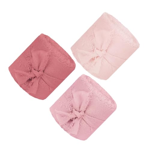 VALICLUD 3 Rollen Dekoratives Band Boho-band Weihnachtsseidenband Brautduschenpapier Wickelband Blumenbesatz Aus Organza Bänder Für Handwerk Satinband Blumenstrauß Zubehör Chiffon von VALICLUD