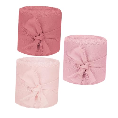 VALICLUD 3 Rollen Hochzeitseinladungsband Bänder Für Handwerk Weihnachtsseidenband Babypartyband Wickelband Straußzubehör Schleifenband Diy Bastelband Bogenbänder Brautstrauß Band Chiffon von VALICLUD