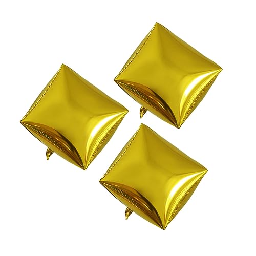 VALICLUD 3 Stück Quadratische Folienballons aus Aluminium Gold Dekorative Cube Ballons für Geburtstagsfeier Hochzeit Festival Party Deko und Fotorequisiten von VALICLUD