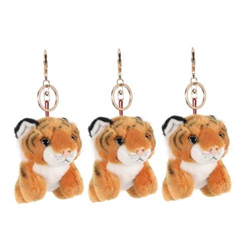 VALICLUD 3 Stück Teiliges Tiger Plüsch Schlüsselanhänger Set Weicher Tier Rucksackanhänger Langlebig Farbintensiv als Partygeschenk und Taschenanhänger für Dschungel Mottopartys von VALICLUD
