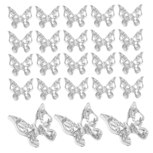 VALICLUD 30 Stück Schmetterling Nail Art Zubehör bogen nagel dekoration schmetterling nagel edelsteine Silbernagelzauber Schleifen Nagel Charms Legierung Silver VALICLUD 30 Stück Schmetterling Nail Art Zubehör bogen nagel dekoration schmetterling nagel edelsteine Silbernagelzauber Schleifen Nagel Charms Legierung Silver von VALICLUD