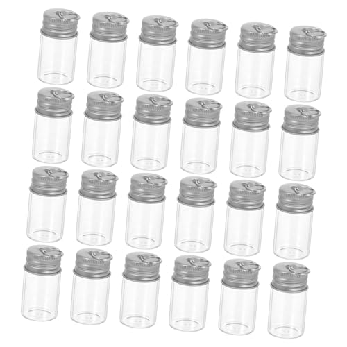 VALICLUD 30 Stück Teiliges Mini Glasflaschen mit Silberdeckel und Schlüsselanhänger Transparente Fläschchen für DIY Botschaften Kreative Dekorationen und Geschenkideen von VALICLUD