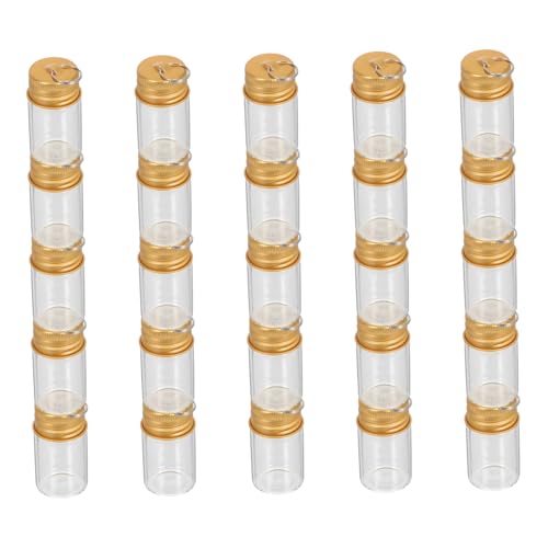 VALICLUD 30 Stück Teiliges Mini-glasflaschen Goldverschluss und Schlüsselring Transparente Kleine Wunschflaschen für DIY Reiseanhänger Geschenkdeko und Erinnerungsstücke von VALICLUD