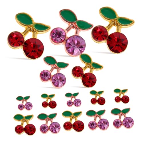 VALICLUD 32 Stück Teiliges Nagel deko Kirsch charms und Pinken Strasssteinen Langlebige Art Schmuck für Damen DIY Nagelverzierung Geeignet für Professionelle Maniküre und Zuhause von VALICLUD