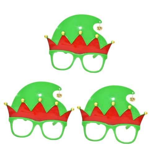 VALICLUD 3St Brille Weihnachtselfe bilden Abschlussball Weihnachtsfeierzubehör Zubehör für Weihnachtsfeiern Gläser mit weihnachtlichem Motiv schnapsgläser lustig Schminkspiegel von VALICLUD