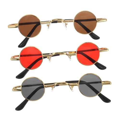 VALICLUD 3Stücke Retro Steampunk Sonnenbrille Runde Vintage Brillen für Damen und Herren Leichte Gothic Eyewear mit Einzigartigem für Partys und Festivals von VALICLUD