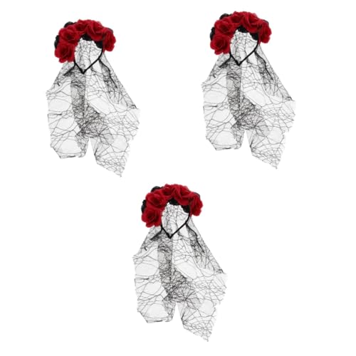 VALICLUD 3st Rosenschleier Blumenschleier Stirnband Kopfbedeckung Mit Rosenblütenkrone Schädel-halloween-stirnband Floraler Kronenschleier Stirnband Mit Blumenkrone Black Gittergewebe VALICLUD 3st Rosenschleier Blumenschleier Stirnband Kopfbedeckung Mit Rosenblütenkrone Schädel-halloween-stirnband Floraler Kronenschleier Stirnband Mit Blumenkrone Black Gittergewebe von VALICLUD