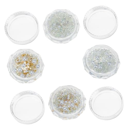 VALICLUD 4 Boxen Nail Art Perlen Mix Verschiedene Hochglänzende Resin Perlendekoration für Natürliche und Künstliche Nägel Charmante für Nageldesign von VALICLUD