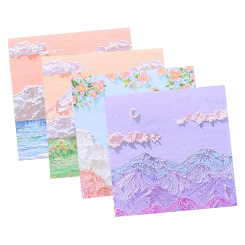 VALICLUD 4 Haftnotizen Memo ästhetisch bunt Notizbilder Pastell Malerei Scrapbooking-Stickerbuch Boho-Karten Aufkleber für Journaling und Scrapbooking Aufkleber Natur Papier von VALICLUD