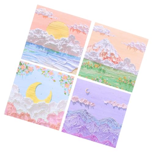 VALICLUD 4 Haftnotizen klebrig Schule Pads Pastell bunt Ölgemälde-Aufkleber Aufkleber Natur Ästhetische Aufkleber für das Journaling Urlaubsaufkleber in großer Papier von VALICLUD
