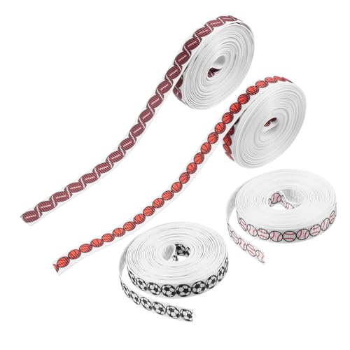 VALICLUD 4 Rollen Basketball-fußball-geschenkband Sport Fußball-bedrucktes Band Zubehör Heiraten Ripsband Für Bänder Zum Basteln Kugelband Schleife Baseballbänder Rugbyband Polyester von VALICLUD
