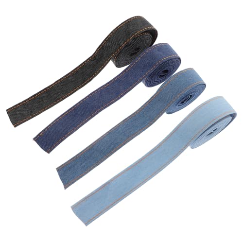 VALICLUD 4 Rollen Jeansbänder ausgefranst Nähen Sie ein Jeansband Kampf Bogen machen Band Bänder zum Basteln Kunsthandwerk Stich Material Tuch Jeansstoff zum Nähen Denim von VALICLUD