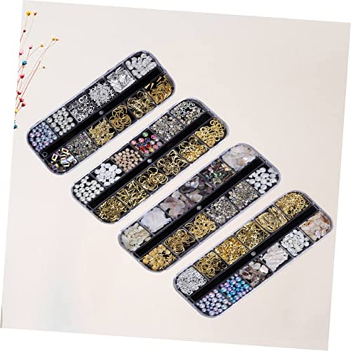 VALICLUD 4 Sätze Teiliges Nagelkunst Set mit Fächern Bunte Maniküre Nail Sticker Mix aus Perlen Strasssteinen Metallnieten und Muscheldekor DIY Nail Art Zubehör für Natürliche und VALICLUD 4 Sätze Teiliges Nagelkunst Set mit Fächern Bunte Maniküre Nail Sticker Mix aus Perlen Strasssteinen Metallnieten und Muscheldekor DIY Nail Art Zubehör für Natürliche und von VALICLUD