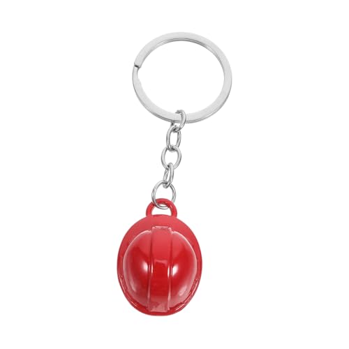 VALICLUD 4 Stück Mini Feuerwehrhelm Schlüsselanhänger Robuster Helm Anhänger Kompakt und Tragbar Kreative Kopfform Vielseitig als Schlüsselhalter und Partydeko Rot von VALICLUD