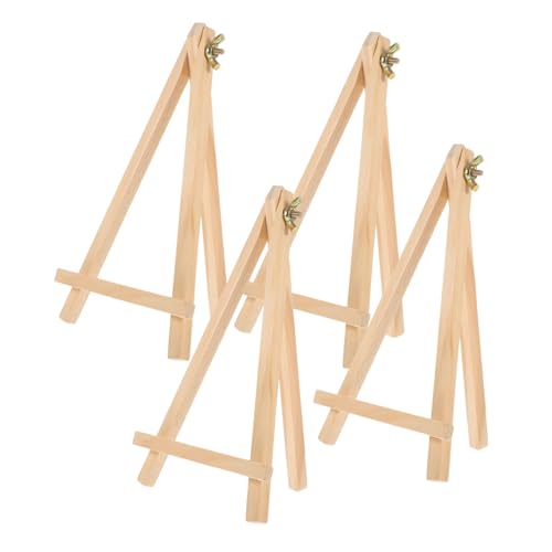 VALICLUD 4 Stück Mini Staffelei aus Robustem Holz Stabiles Dreieckiges Design Teiliges für Bilderrahmen Hochzeitsschilder und Ausstellungen Leichter Tischständer für Sicheren Display von VALICLUD