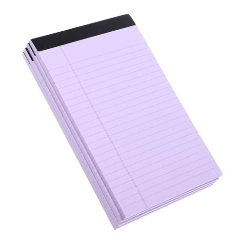 VALICLUD 4 Stück Notizbuch Pads Schmucklos Unterlage Büro Pukka Memo -pad Tragbar Süße Notizbücher Für Die Schule Gefüttert Schreibwaren Kariert Regiert Legal Reisende Eng Papier Violett von VALICLUD